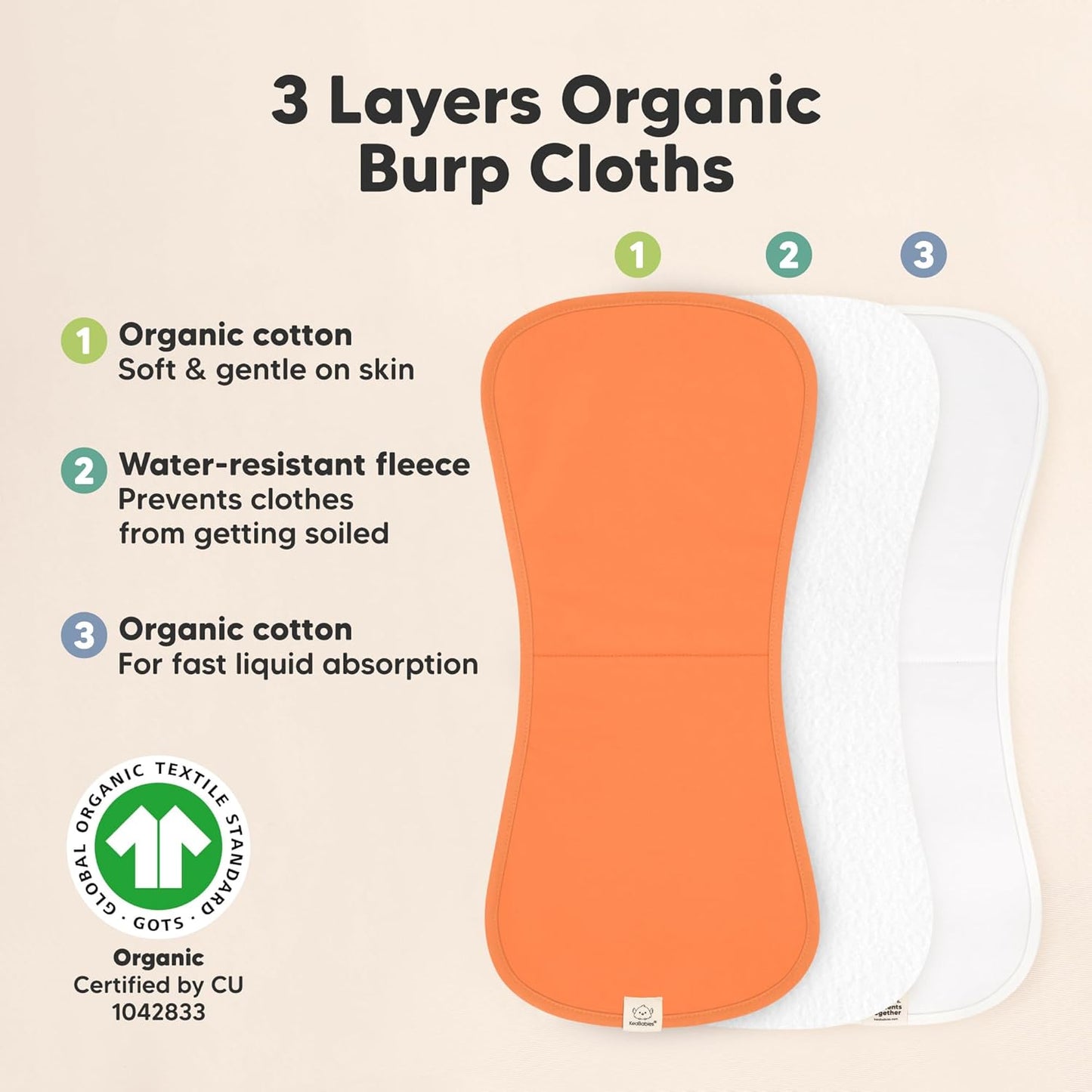 Organic Burp Cloths Baby Boy & Girl - 5-Pack Super Absorbent Cotton Burping Cloths for Babies, Soft & Plush Newborn Spit Up Rags, Infant Towels for Milk Spit Up, Unisex, Large 21" x 10" (Phase)