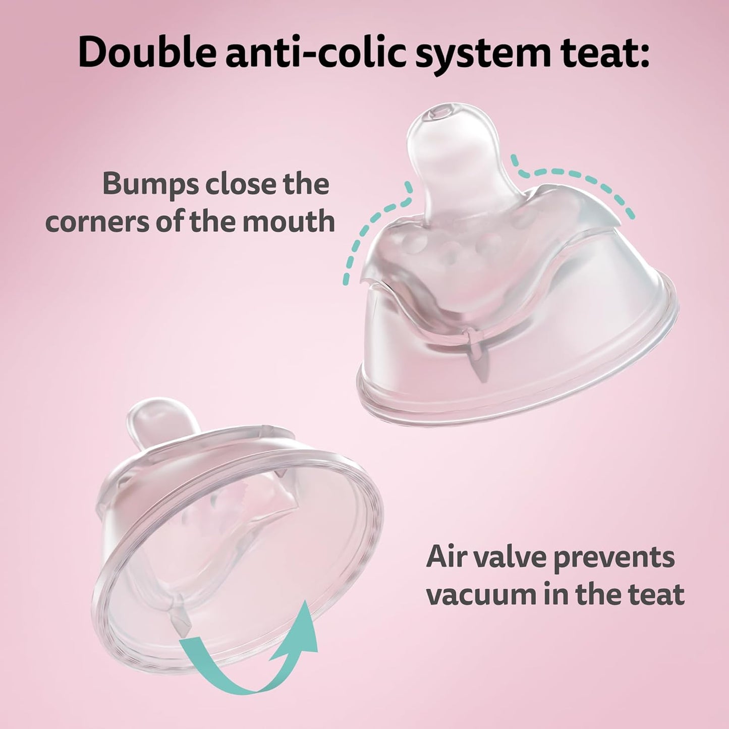 Herobility Double Anti-Colic Baby Bottles – 12 fl oz/340ml – 4-Pack – Multicolor – White, Gray, Pink, Hawthorn Rose