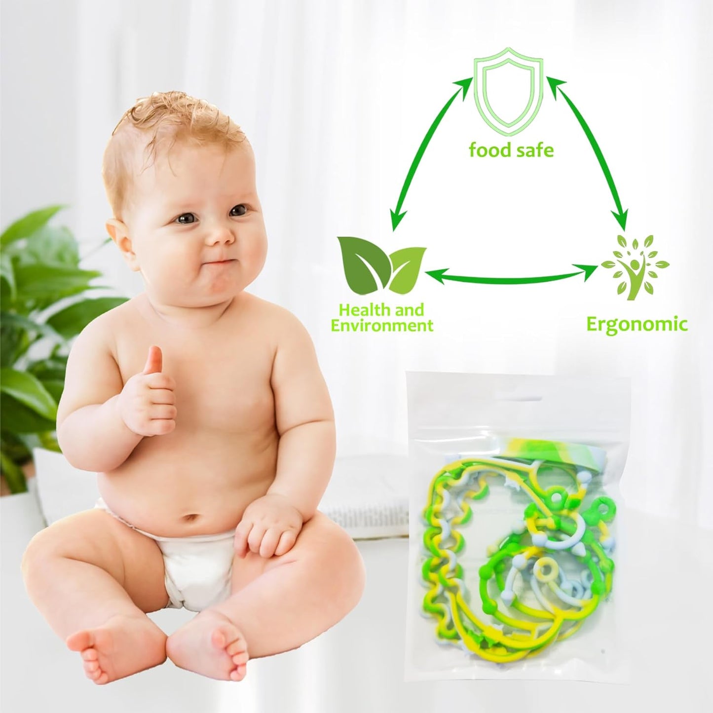 RTMOK Silicone Pacifier Clip,Applies to Car Seat,High Chair,Stroller Accessories,Cribs,Rocking Chair