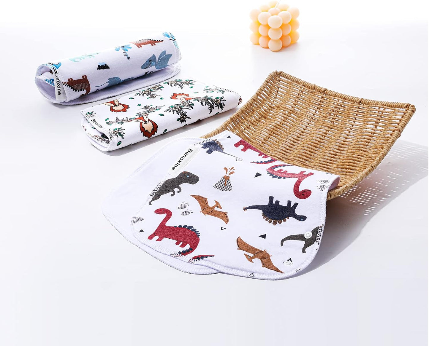 Baby Burp Cloths & Baby Bibs 2-in-1 Design Large Size 3 Layers Thicken Cotton Super Absorbent and Soft Baby Spit Up Burping Rags Baby Burp Cloth Set for Boys and Girls Solid 12 Pack