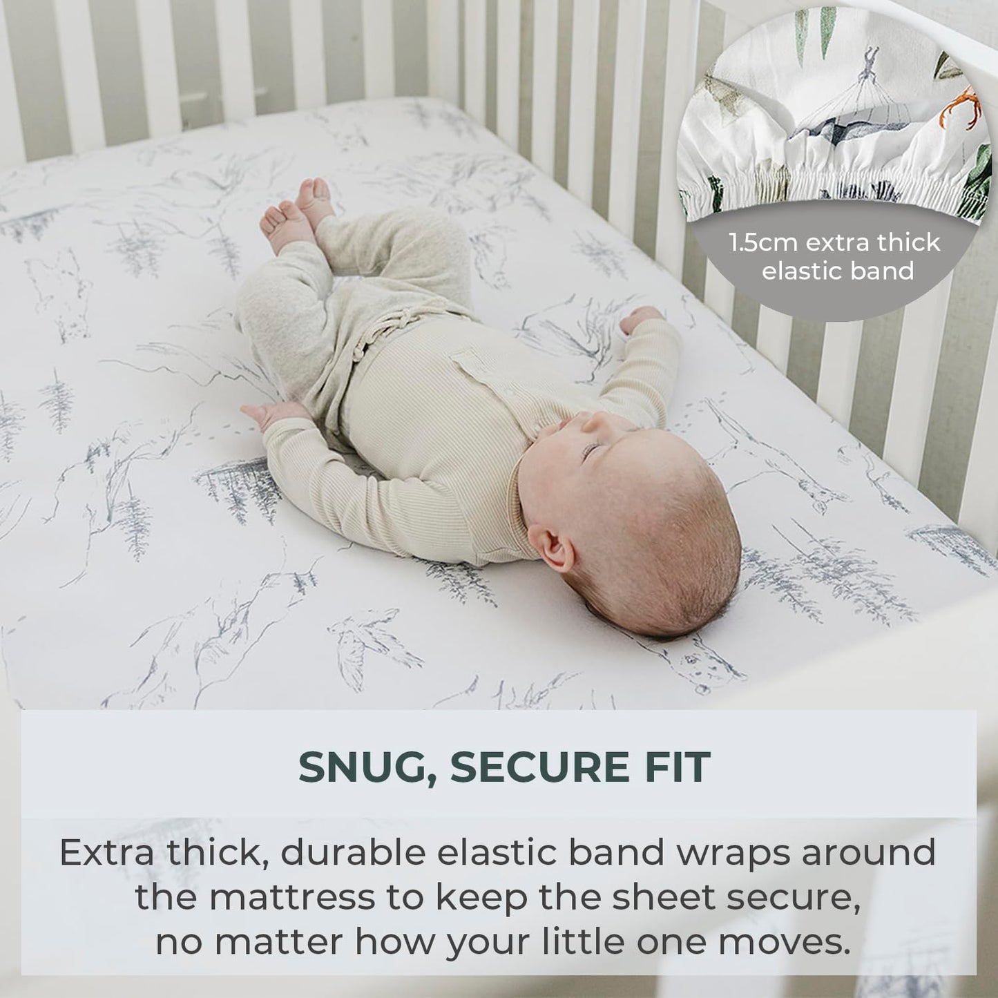 Pobibaby - 2 Pack Premium Fitted Baby Boy Crib Sheets for Standard Crib Mattress - Ultra-Soft Cotton Blend, Safe and Snug, and Stylish Woodland Sheet (Explore)