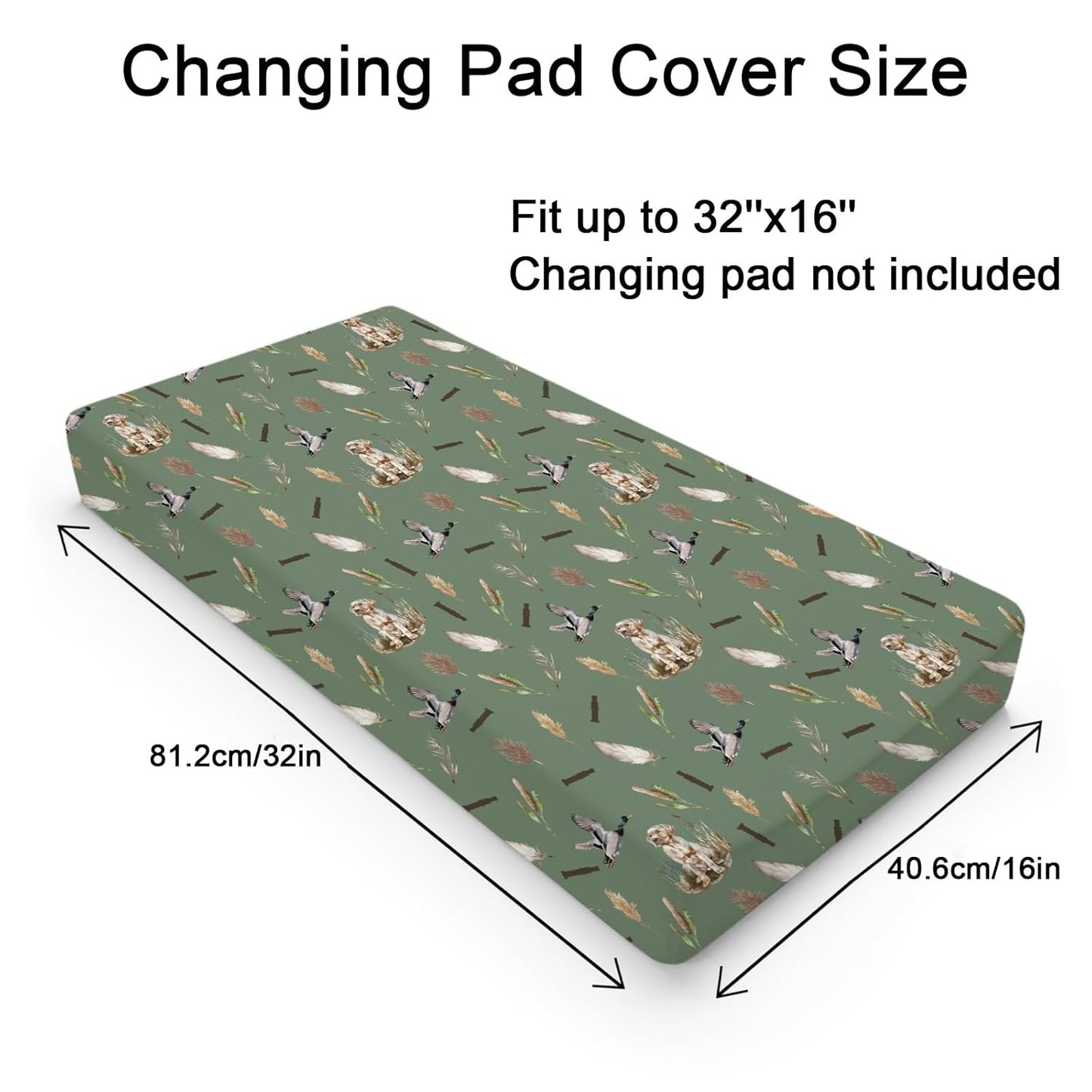 Wild Duck Hunting Hunter Baby Changing Pad Cover Sheets for Boy Girl 32''x16'' Mallard Duck Reeds Feathers Unisex Fitted Changing Table Sheets Wild Animal Soft Breathable Baby Change Table Mats