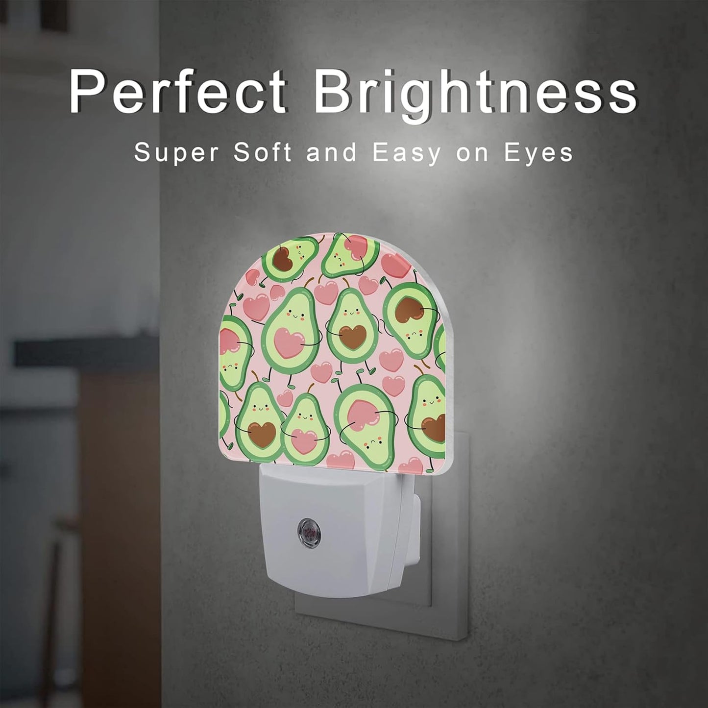 Cute Pink Avocado Night Light for Kids, Heart Shaped Avocado Night Light Plug in with Dusk to Dawn Sensor, 0.5w Energy Saving Sleep Friendly Nightlight for Hallway Stairway Kitchen Bedroom