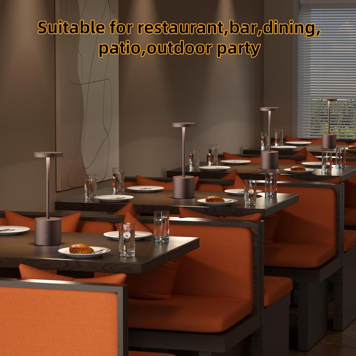Cordless Table Lamps Rechargeable - Outdoor Waterproof LED Table Light Portable 5000mAh Battery Operated Lamp 3 Color Stepless Dimming with Memory Function for Restaurant Dining Patio Rust