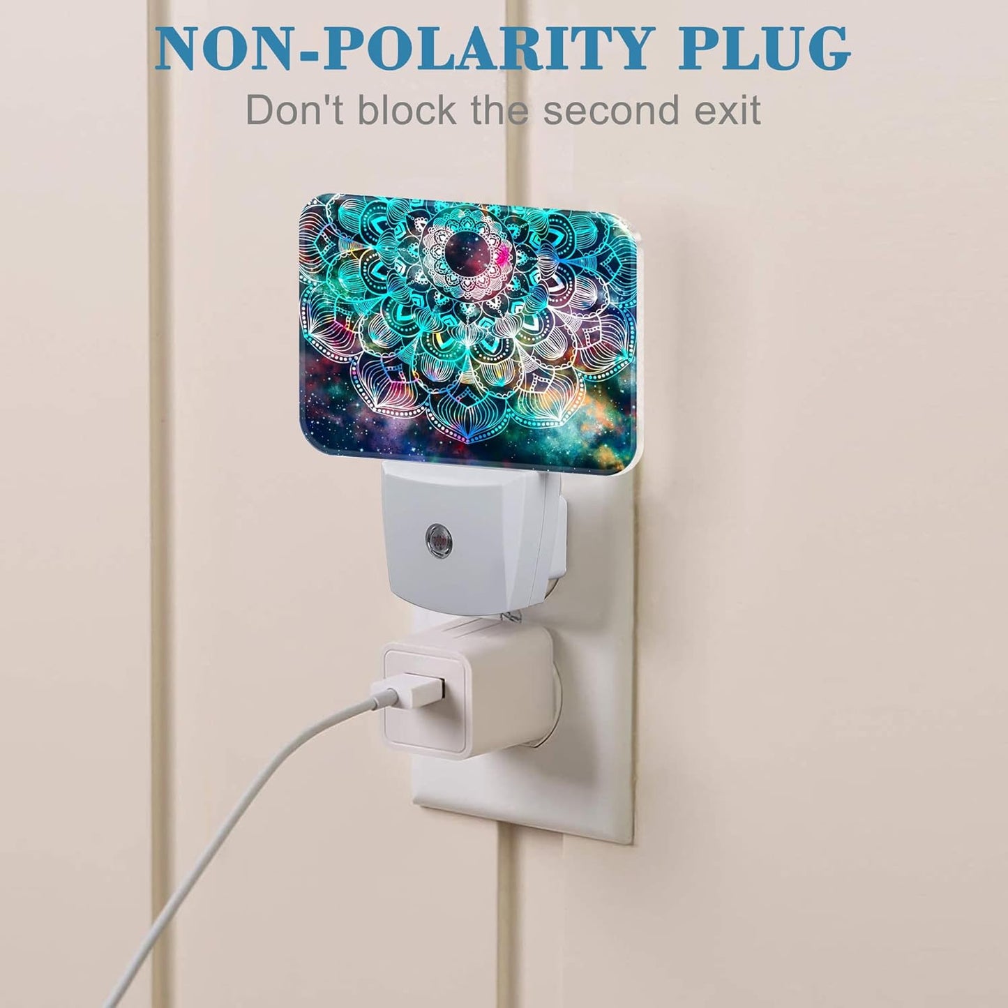 Abstract Mandala Flowers Plug in Night Lights, Colorful Galaxy Mandala Nightlight Plug Into Wall Dusk to Dawn Sensor for Kid Girls Boys Women Men Room, Hallway, Kitchen, Bathroom, Stairs Decor