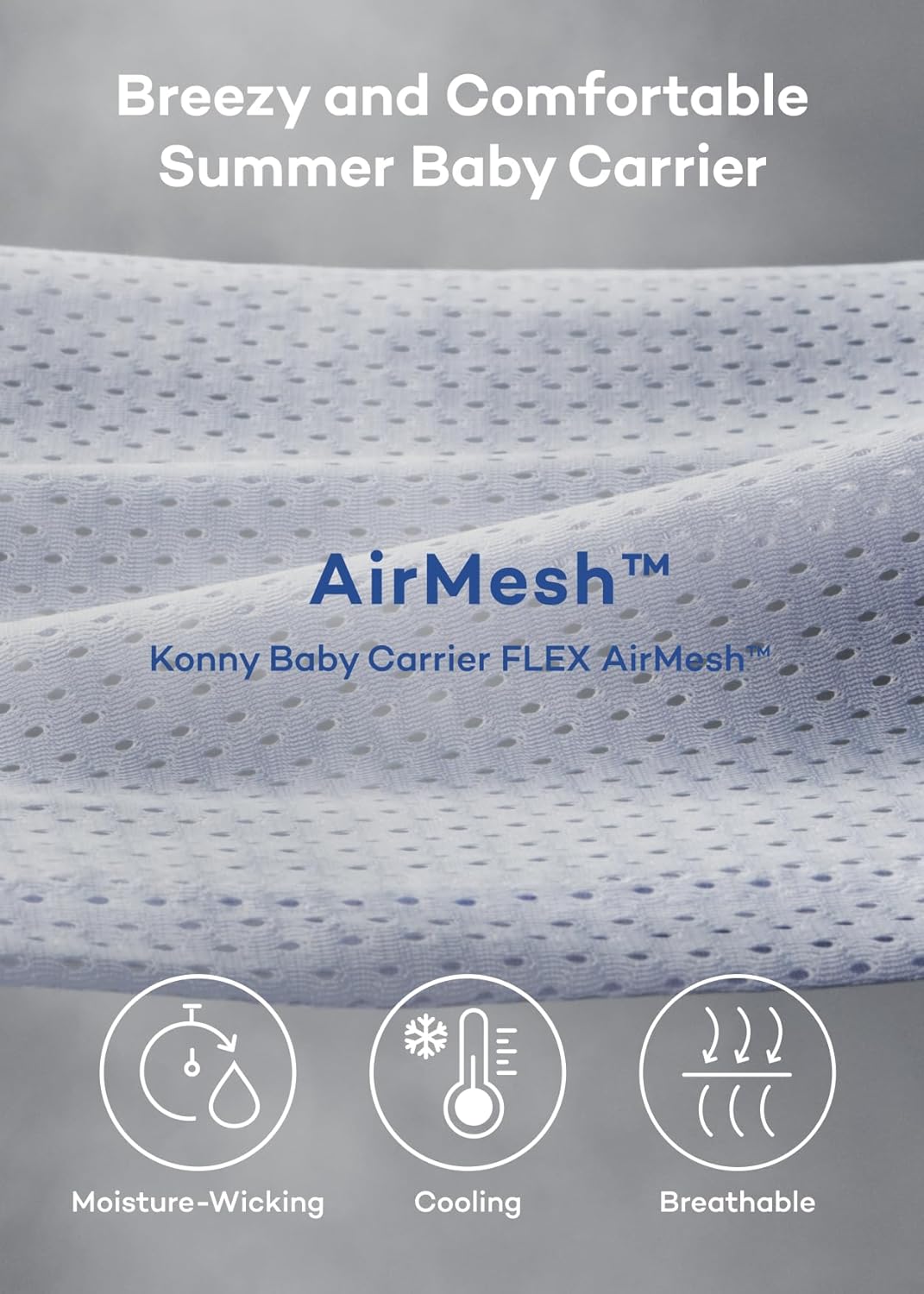 Konny Baby Carrier Flex SoftBreeze with Head Support - Adjustable, Easy to Wear Baby Wrap Sling, Perfect for Newborn Babies Essentials up to 44 lbs (M-4XL) - Neutral Beige