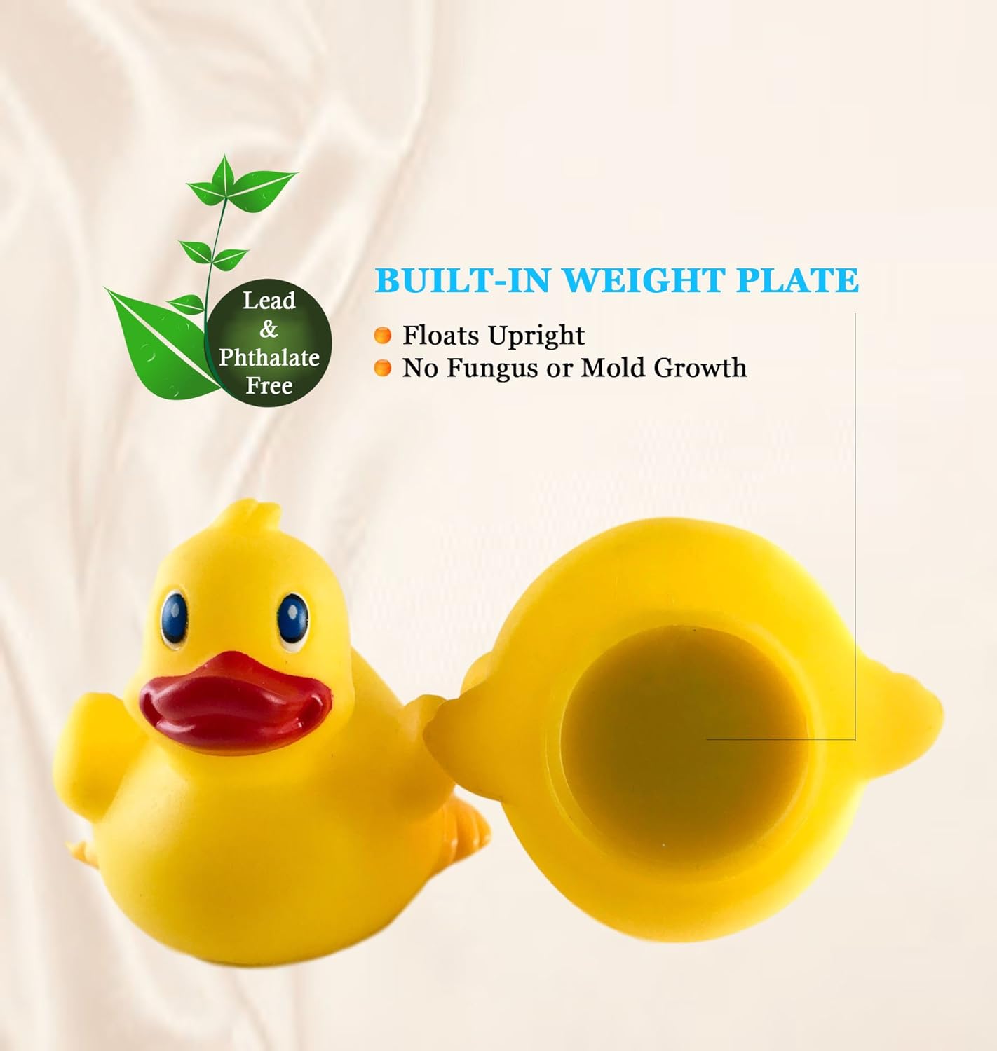 3" Pool Party Rubber Duck [Sealed Hole, Floats Upright] - Baby Safe Bathtub Bathing Toy