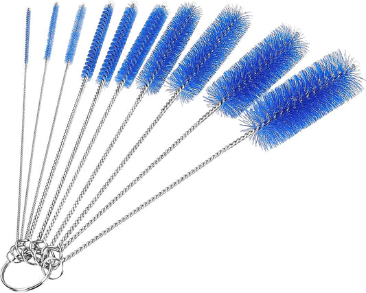 CiaraQ Bottle Cleaning Brushes, 8 Inch Nylon Tube Brush Set, Cleaner for Narrow Neck Bottles Cups with Hook, Set of 10pcs.