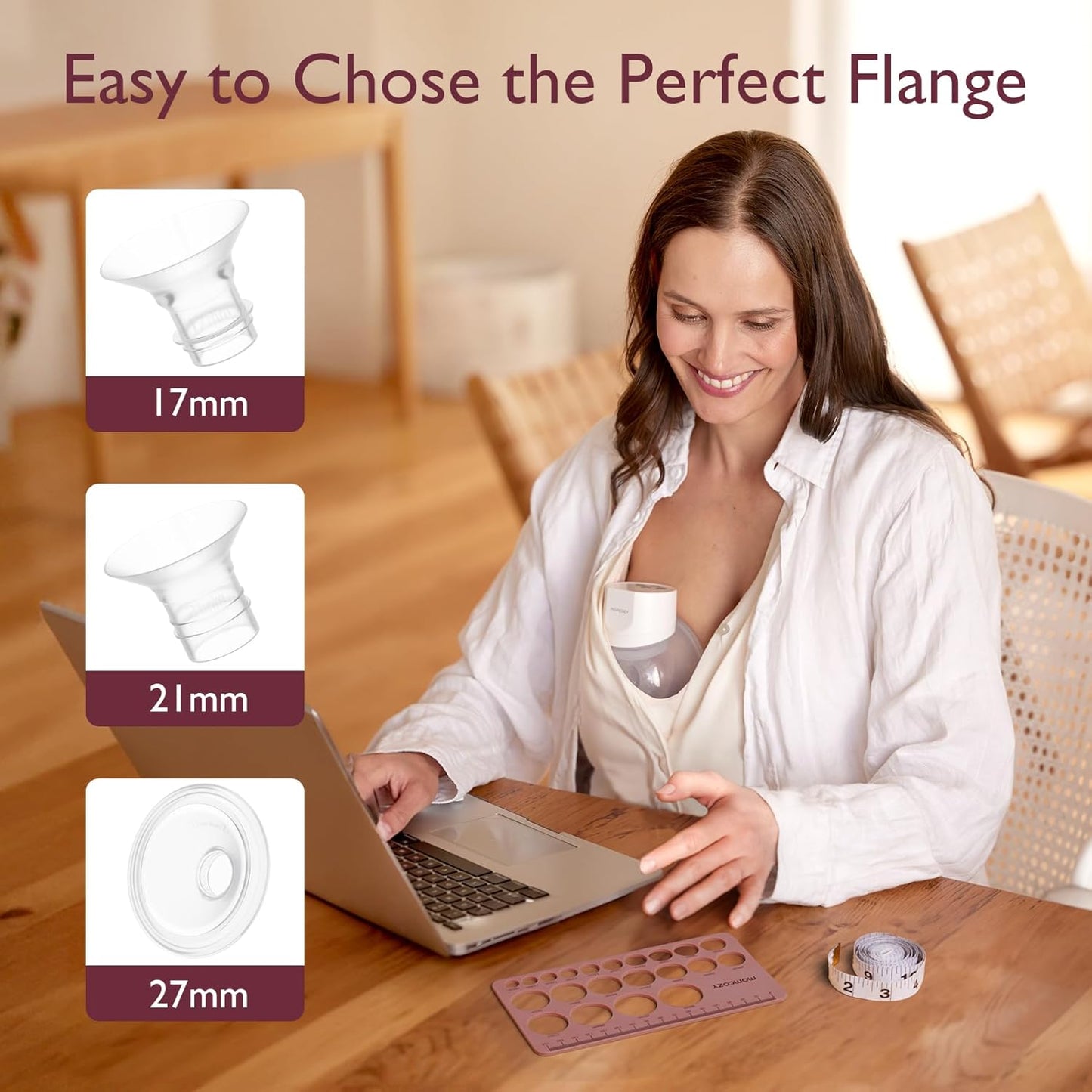 Momcozy Nipple Ruler for Flange Sizing, Soft & Flexible Silicone Measurement Tool for Breast Pump Sizing, Compatible with Momcozy, Medela, Spectra, Lansinoh, Easy to Use for Comfortable Pumping