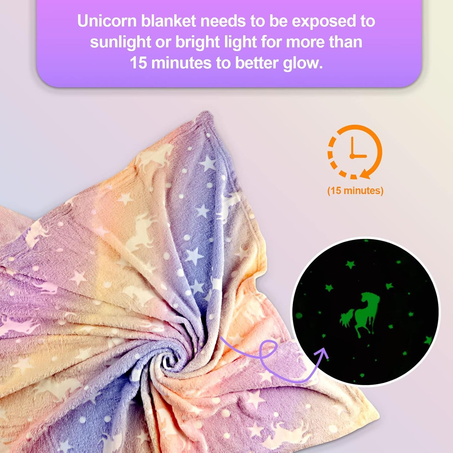 Unicorn Glow in The Dark Blankets for Kids, Soft Fleece Blankets for Girls/Toddler, Unicorns Gifts for Girls Age 3-12 50"x 60"