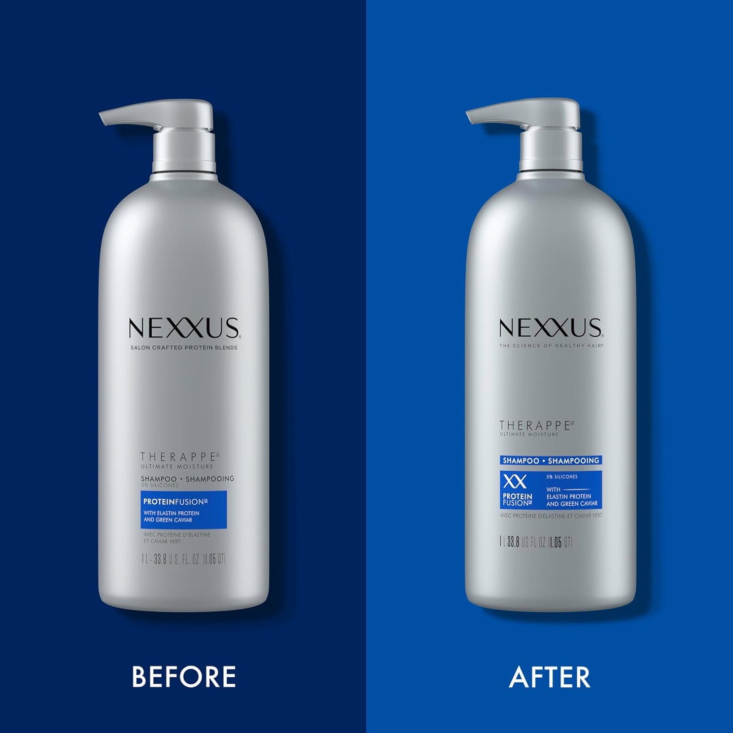 Nexxus Therappe Moisturizing Shampoo Ultimate Moisture for Dry Hair Silicone-Free, Moisturizing ProteinFusion with Elastin Protein and Green Caviar 33.8 oz