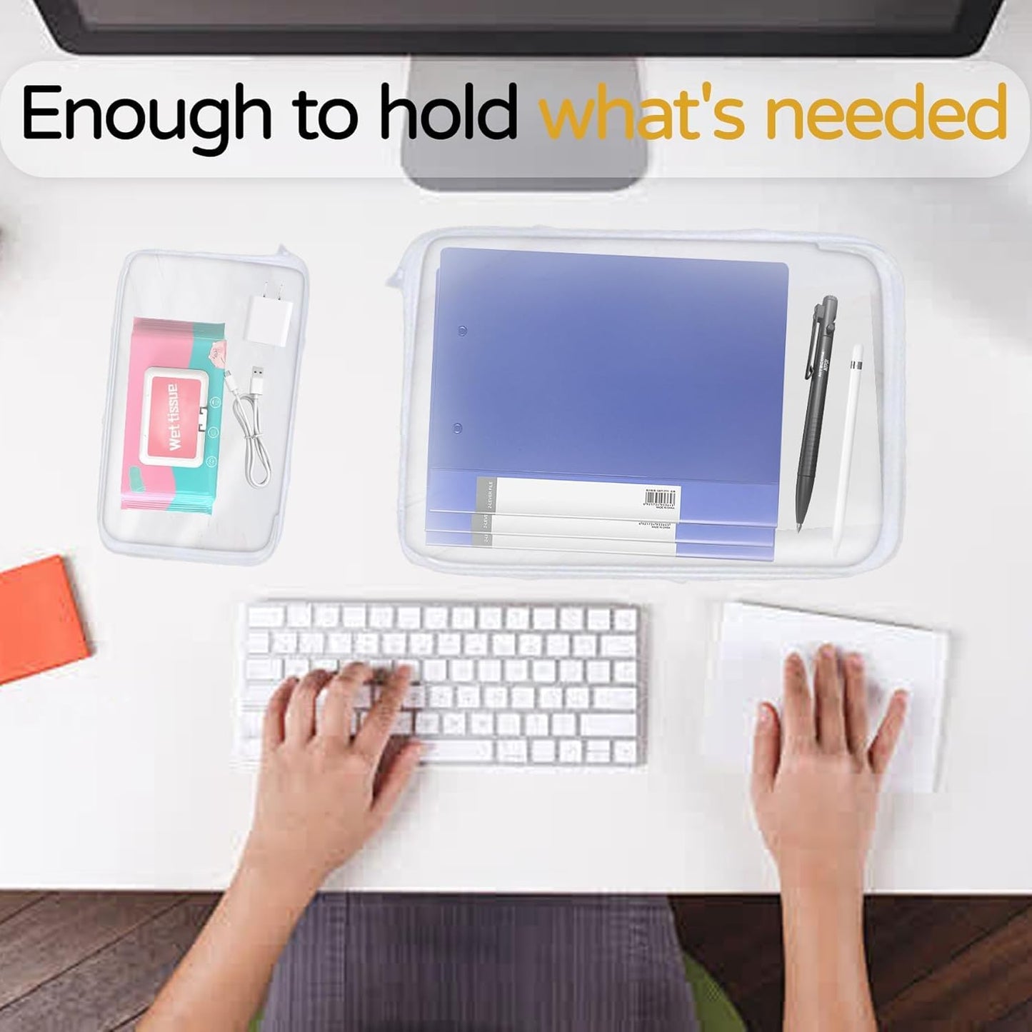 3PCS Clear Hard Plastic Zipper Case, Double Zippers Hard Pouch, Portable Travel Organizer Bin Clear Makeup Bag for Toy Storage, Snack Bag, Cosmetics, Pencil Case, Diaper Bag, Toiletry Bag