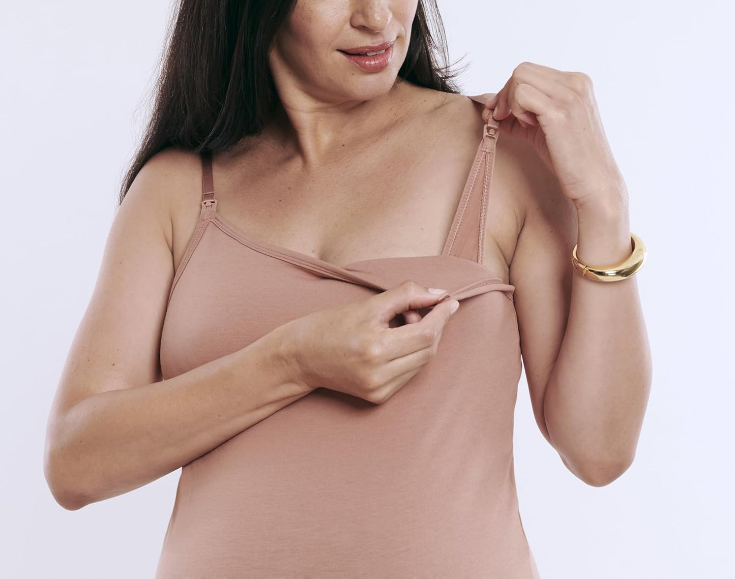 Motherhood Maternity Women's Clip Down Nursing Tank Top Cami with Adjustable Straps and Built-in Shelf Bra for Breastfeeding