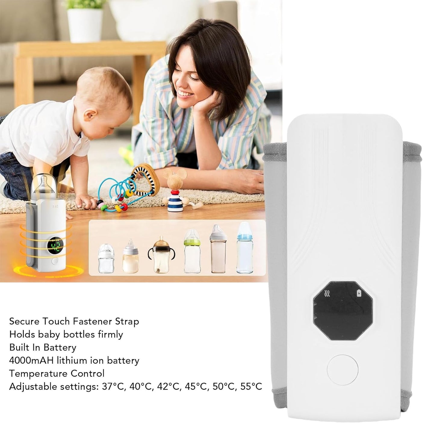 Portable Baby Warmer for Travel, Temperature Control Warmer, 360-Degree Wraparound Even Heating, Compact Design for Easy Baby Feeding On-The-Go, Essential Baby Travel Accessory