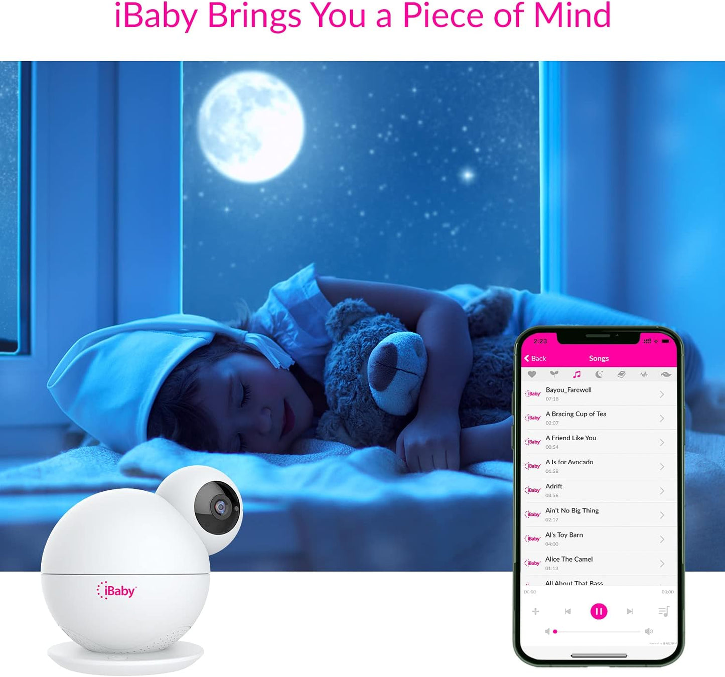 iBaby M8L WiFi Baby Monitor with Camera & Audio: Sleep Tracking, Motion Alerts, Wireless 360º Pan 110º Tilt, Temperature Sensor, 1080PFull HD Video, Night Vision, Support Multi-User on Smartphone APP