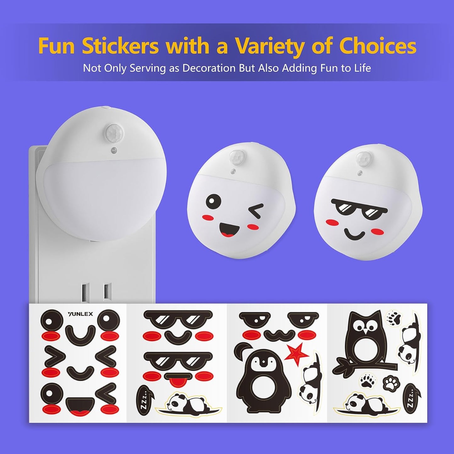 2 Pack Plug in Night Light with Motion Sensor and Dusk to Dawn Sensor, Stepless Dimming, Blue LED Nightlight with 3 Lighting Ways for Bathroom, Bedroom, for Girls, Boys, Adults