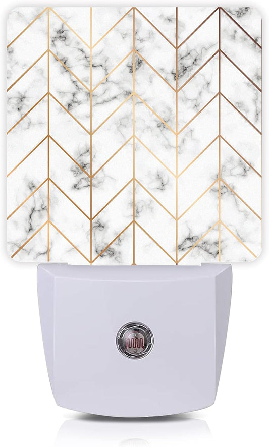 Marble Line Geometric Night Light,Plug-in Night Lights with Dusk-to-Dawn Sensor for Stairway/Hallway/Kitchen Sleep Friendly lamp for Women/Girls/Boys Gift,0.5W