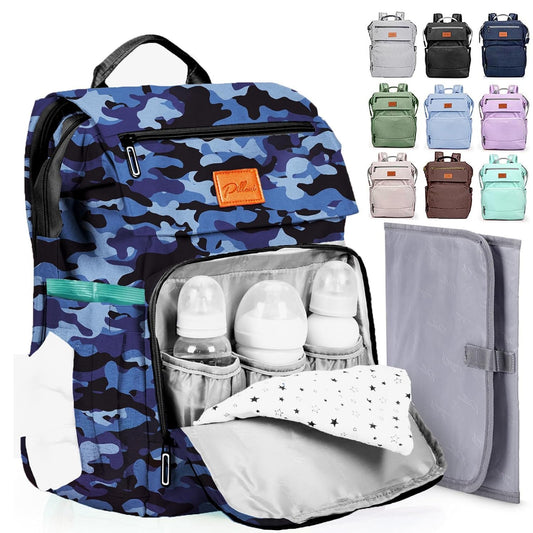 PILLANI Baby Diaper Bag Backpack - Large Bag for Boys & Girls, Waterproof Diaper Backpack - Travel Diaper Bags w/Changing Pad, Baby Registry Search & Shower Gifts - Essentials Must Haves Newborn Stuff