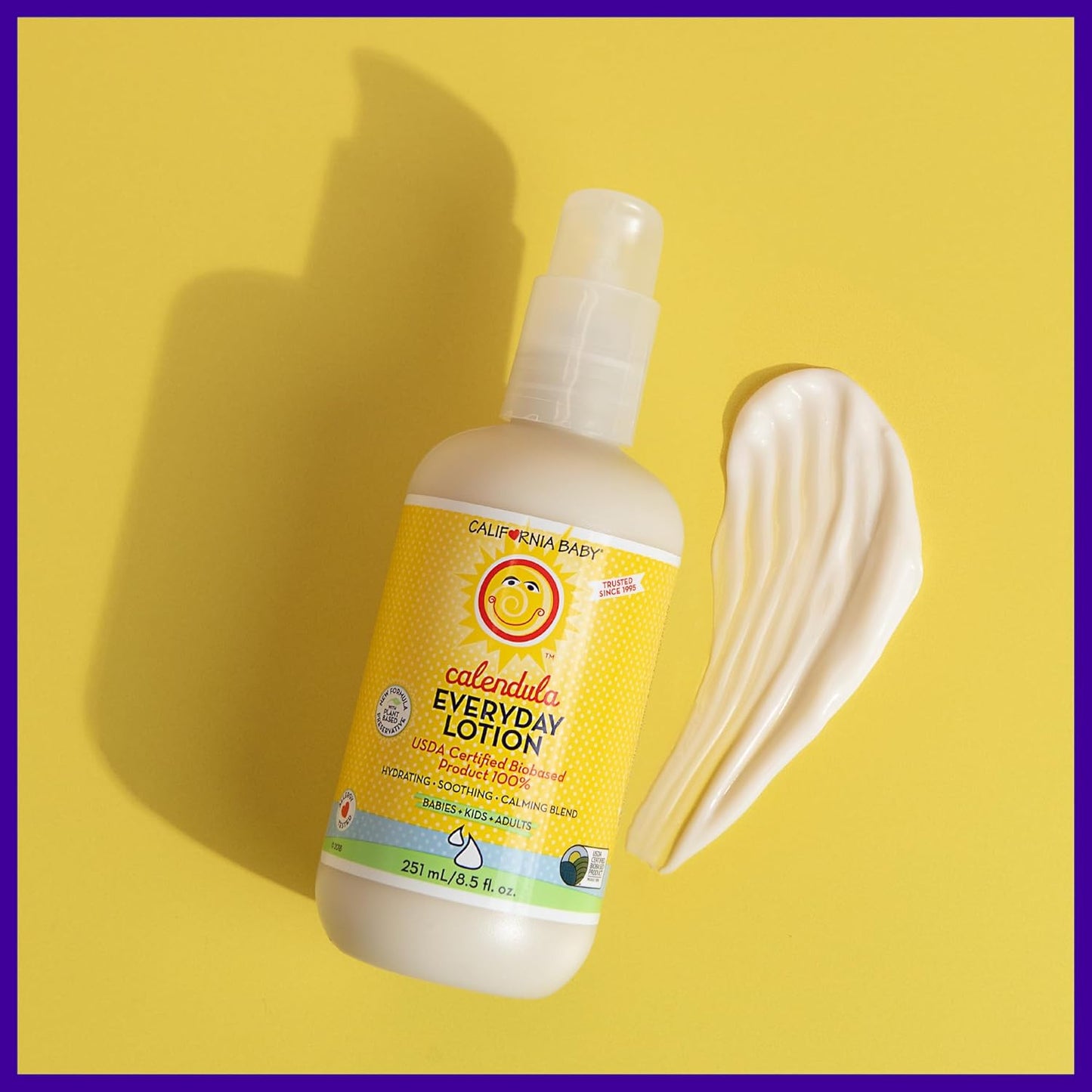 California Baby Calendula Lotion | 100% Plant-Based Moisturizer | Lavender Baby Lotion | Face Moisturizer For Dry Skin | Hypoallergenic | 8.5 oz.