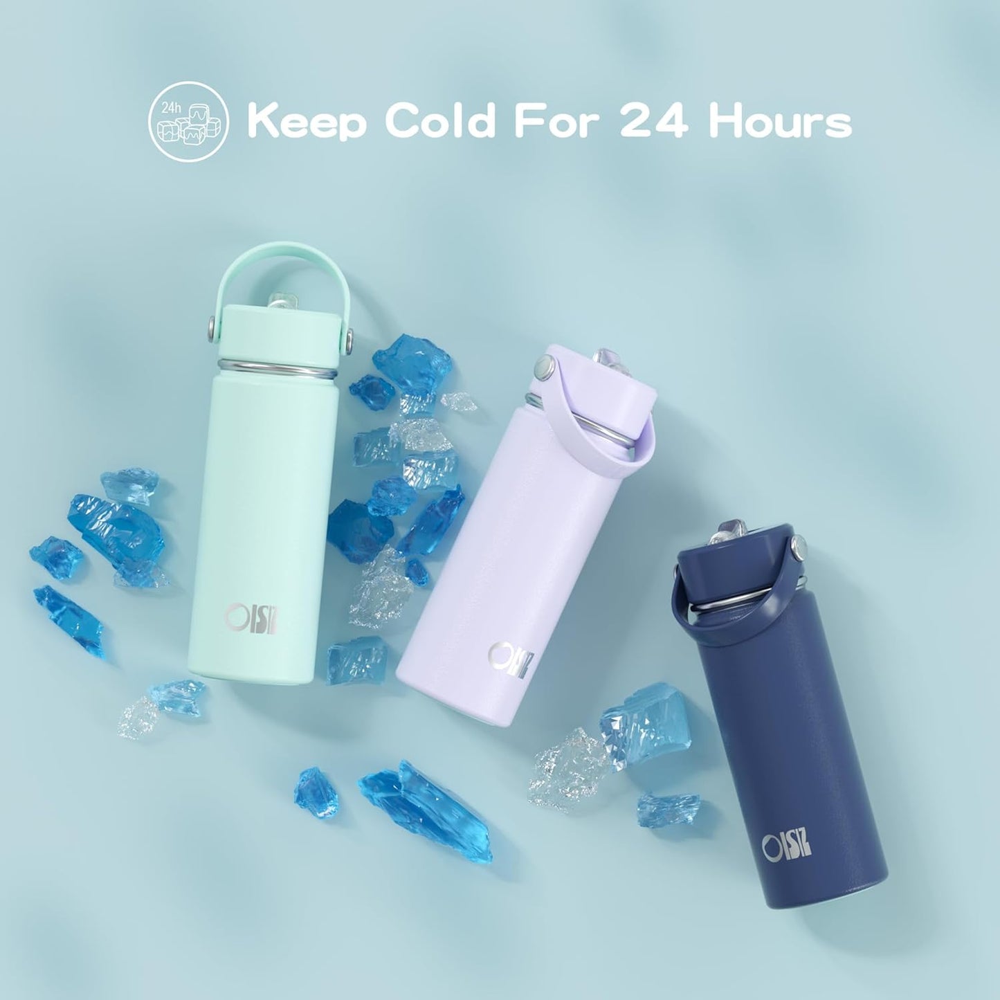 OISIZ 18oz Kids Water Bottle with Straw Lid, Vacuum Insulated Water Bottle 316 Stainless Steel Bottles for Kids for School, Leakproof Water cups, BPA Free and Keep Cold for 24 Hours,Easy to Clean