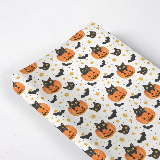 Cute Halloween Pumpkin Cat Bats Stars Pattern Baby Changing Pad Cover, Unisex Fall Winter Holiday Nursery Diaper Changing Table Pad Mat Sheet for Boys Girls-16x32