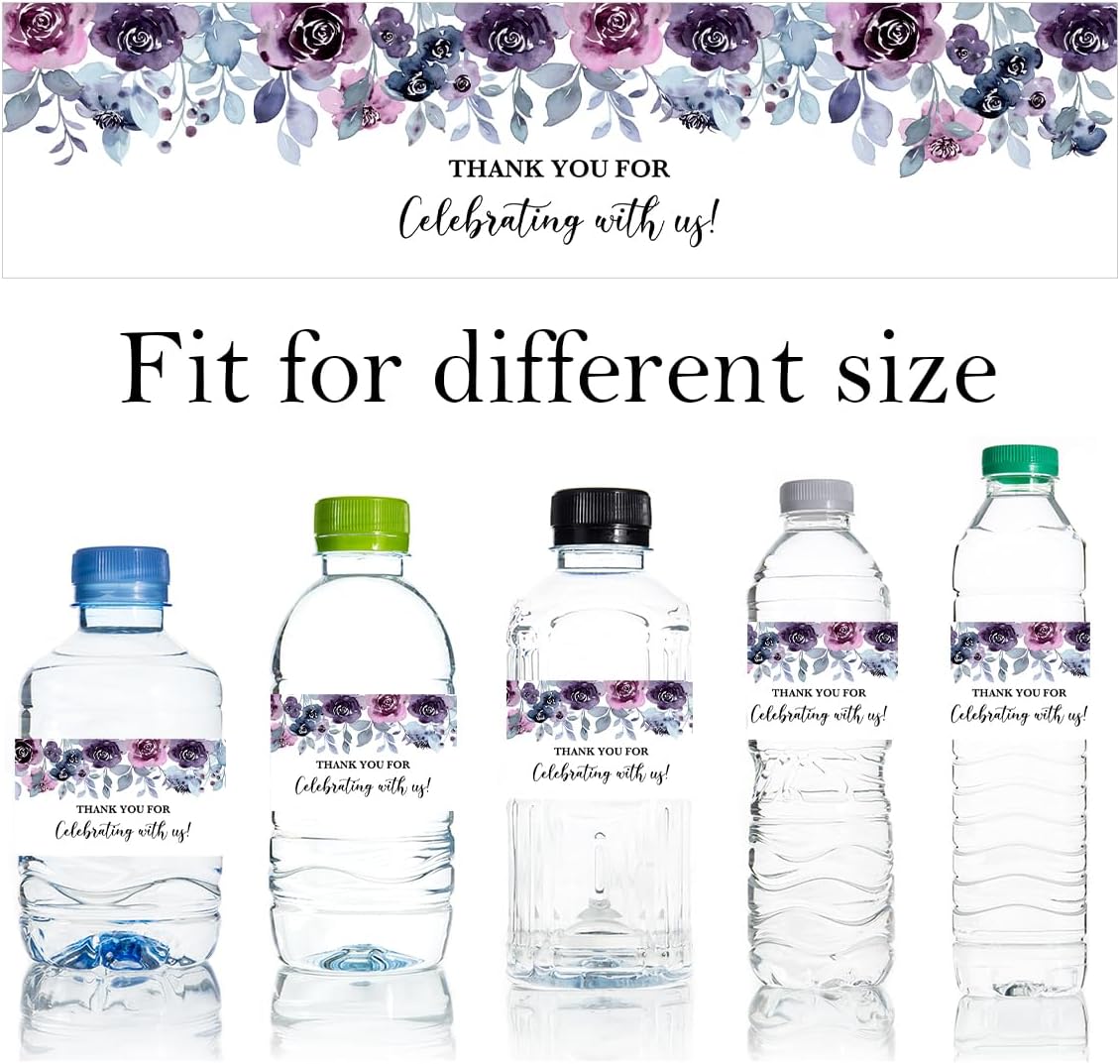 100PCS Wedding Water Bottle Labels Waterproof Greenery Floral Wraps Sticker for Water Bottle Baby Shower Bottle Label for Bridal Shower Party Thanks A12