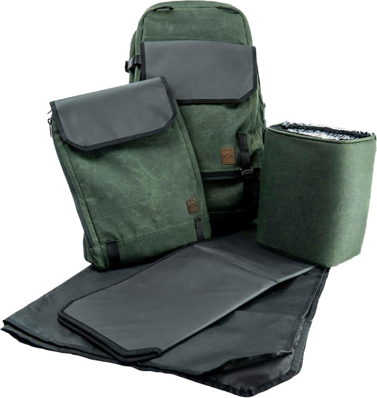 5 in 1 Tactical Adventure Proof Hiking Backpack and Diaper Bag, Travel, Lightweight, Cooler for Storing Milk, Convertible Handles, Durable, Changing Pad included