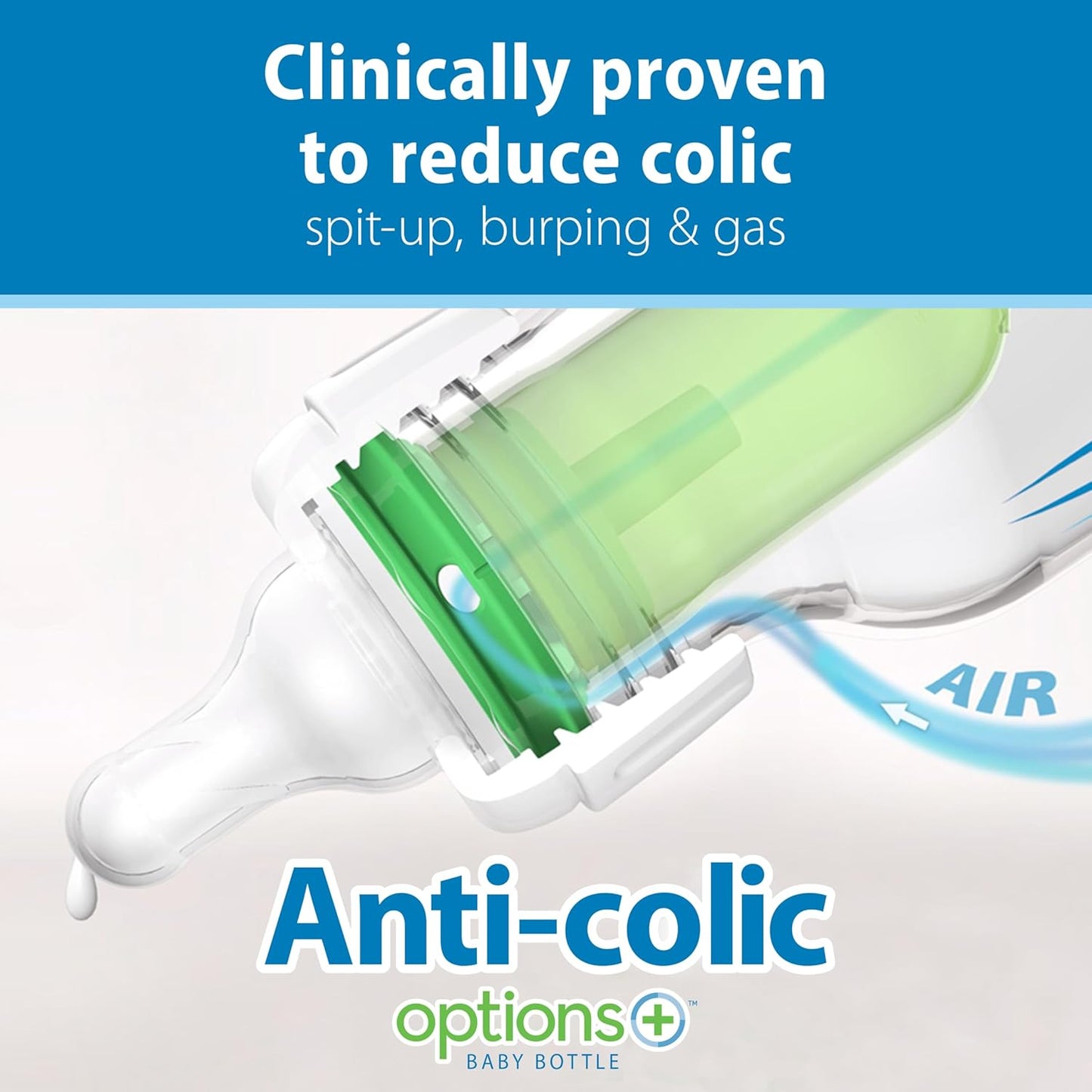 Dr. Brown's Natural Flow Anti-Colic Options+ Narrow Baby Bottle Gift Set with Advantage Pacifier, and Bottle Travel Caps