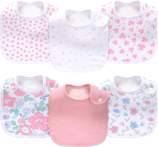 Pack of 6,Baby Bibs,Unisex,Soft and Absorbent,Adjustable,Easy to Use