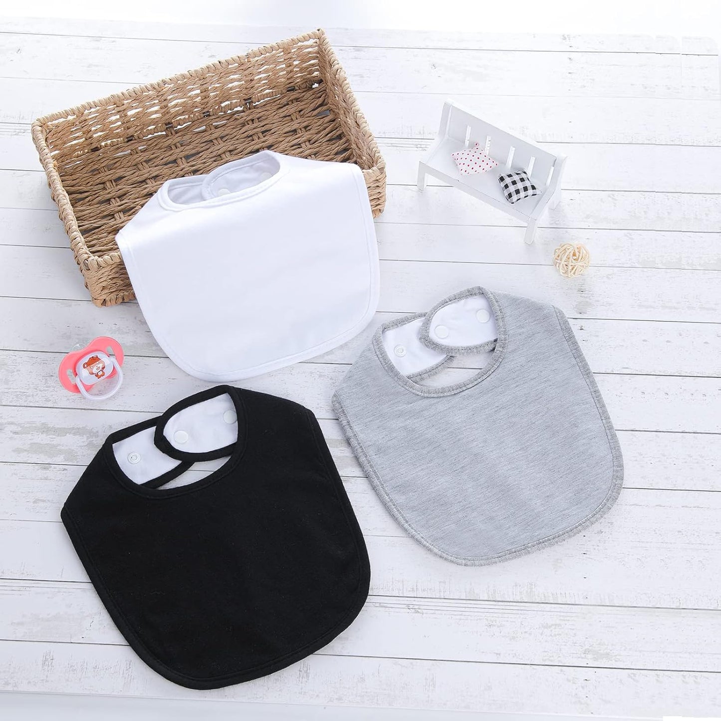 Hakochia Waterproof Baby Bibs Organic Cotton Super Soft and Absorbent With Adjustable Snap for Baby Boys and Girls