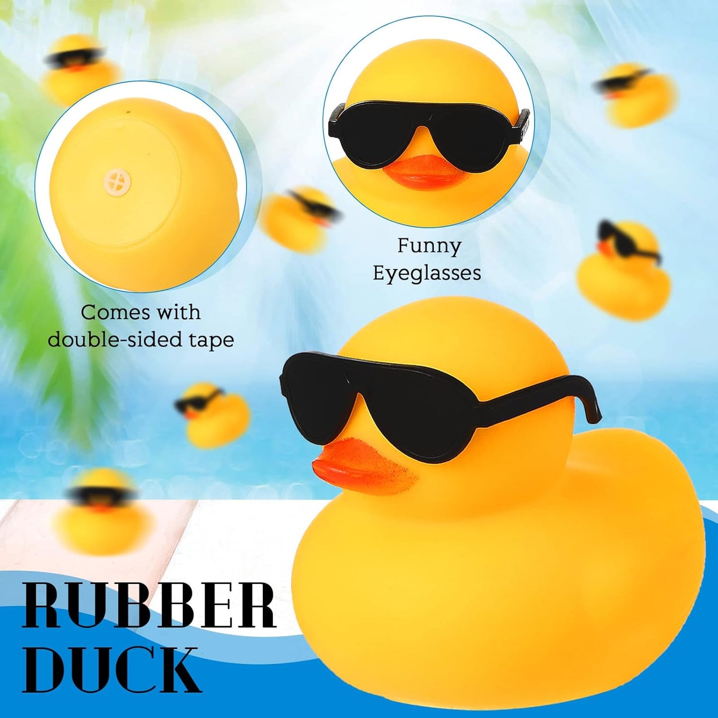 24 Pcs Mini Rubber Ducks with Sunglasses, Rubber Ducks in Bulk Valentine Bathtub Toys for Cruise Valentines Kids Classroom Gift Exchange(Eyeglasses)