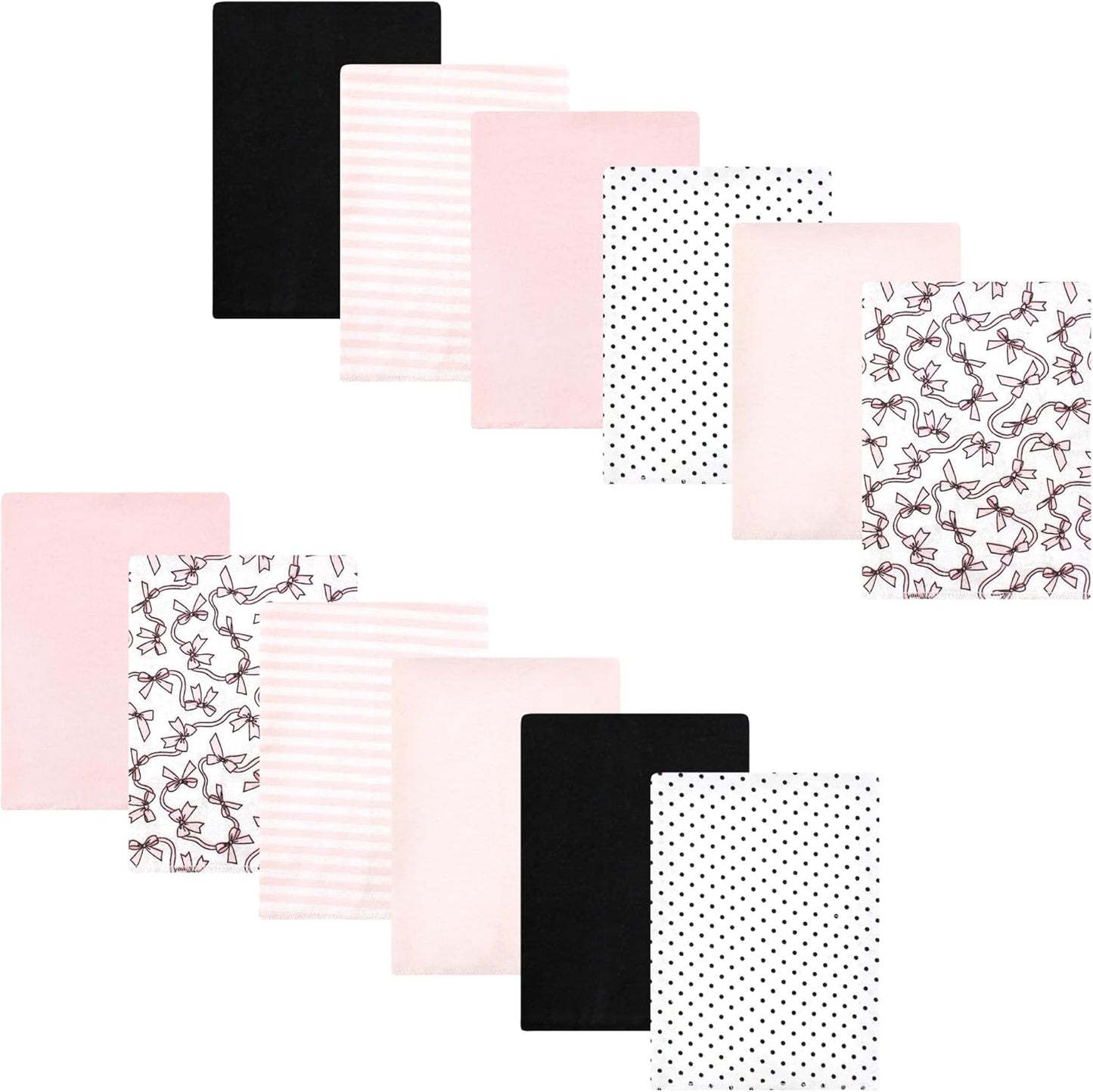 Luvable Friends Hudson Baby Flannel Burp Cloths 12pk, Rose Ribbons