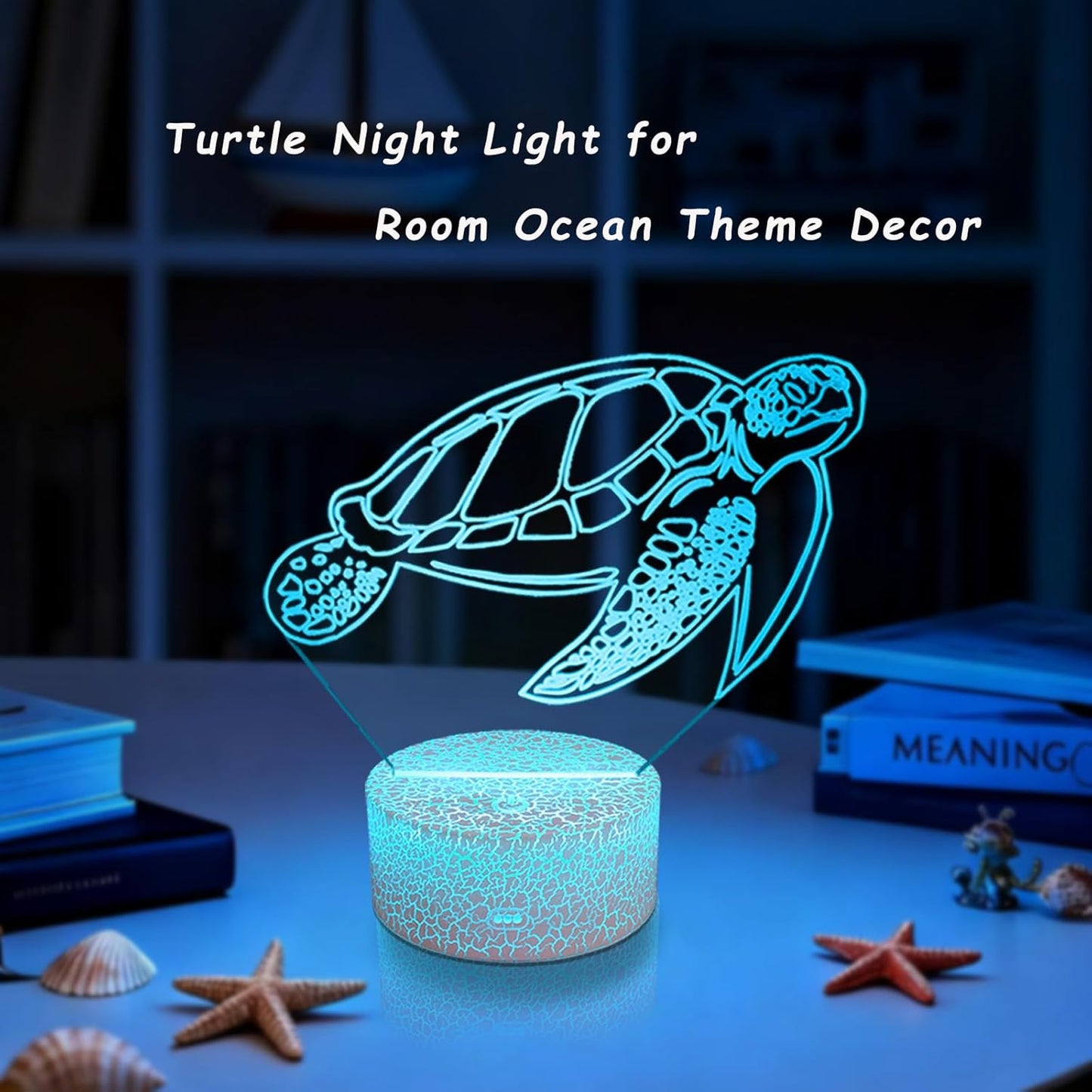 Ocean Sea Turtle Night Light, 3D Illusion Turtle Night Lamp for Kids Room, Multi Color Changing with Timing Remote, Sea Turtle Bedroom Decor for Boy Girl, Gifts for Teen Kid