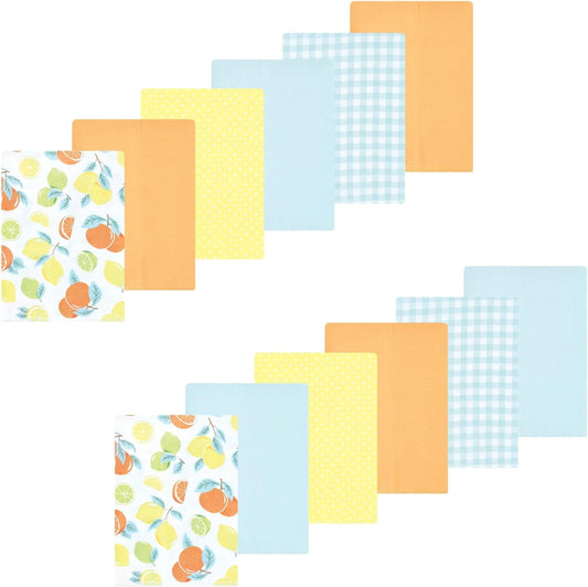 Luvable Friends Hudson Baby Flannel Burp Cloths 12pk, Pastel Citrus