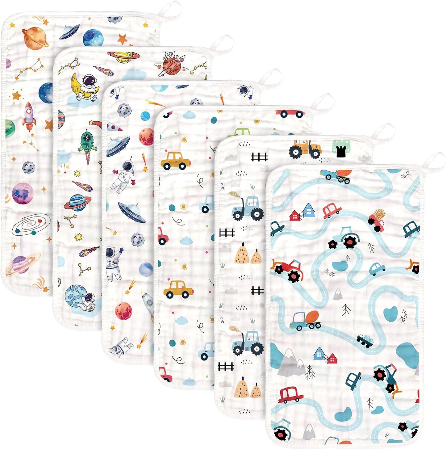 Baby Burp Cloths Muslin Washcloths 6 Pack Muslin Burp Cloths 100% Cotton Large 20''x12'' Soft 6 Layers Baby Burp Rags for Boys Girls Baby Essentials for Newborn Gift Machine Washable