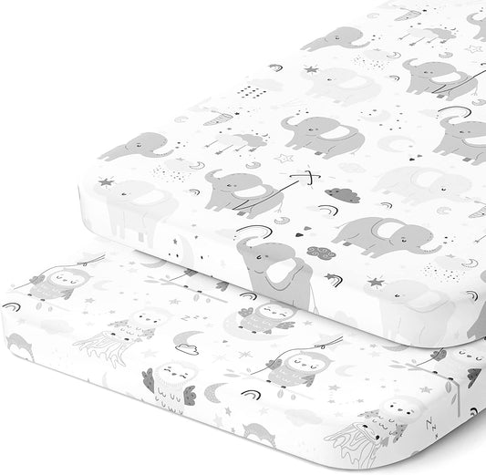 Bedside Sleeper Bassinet Sheets for 20x35 Inch Large Mattress Pad – Snuggly Soft 100% Jersey Cotton Fitted Baby Sheets – 2 Pack