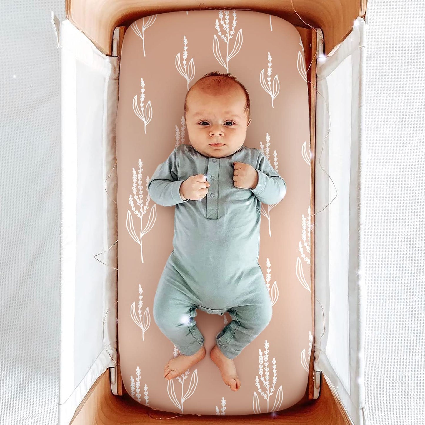 GRSSDER Stretchy Ultra Soft Fitted Bassinet Sheet Set 3 Pack, Universal Fit for Bassinets Baby Cradle Moses Basket Oval Rectangle Mattress, Pretty Fox for Baby Girls