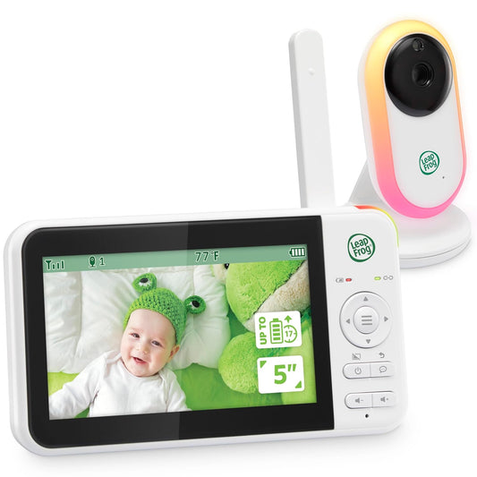 LeapFrog LF2415 Baby Monitor, 5” IPS LCD Screen, 1000ft Range, Night Vision, Soothing Lullabies, NightLight, 2-Way Audio, Temperature Sensor, SecureTransmission No WiFi
