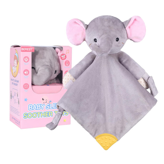 BEREST Elephant Baby Lovey Rechargeable Sleep Soother with 10 White Noises (Heartbeat, Shushing & Lullabies) & Cry Sensor|Timer|Recording|Plush Blanket Comforter Gift for Newborns|Infants|Boys & Girls