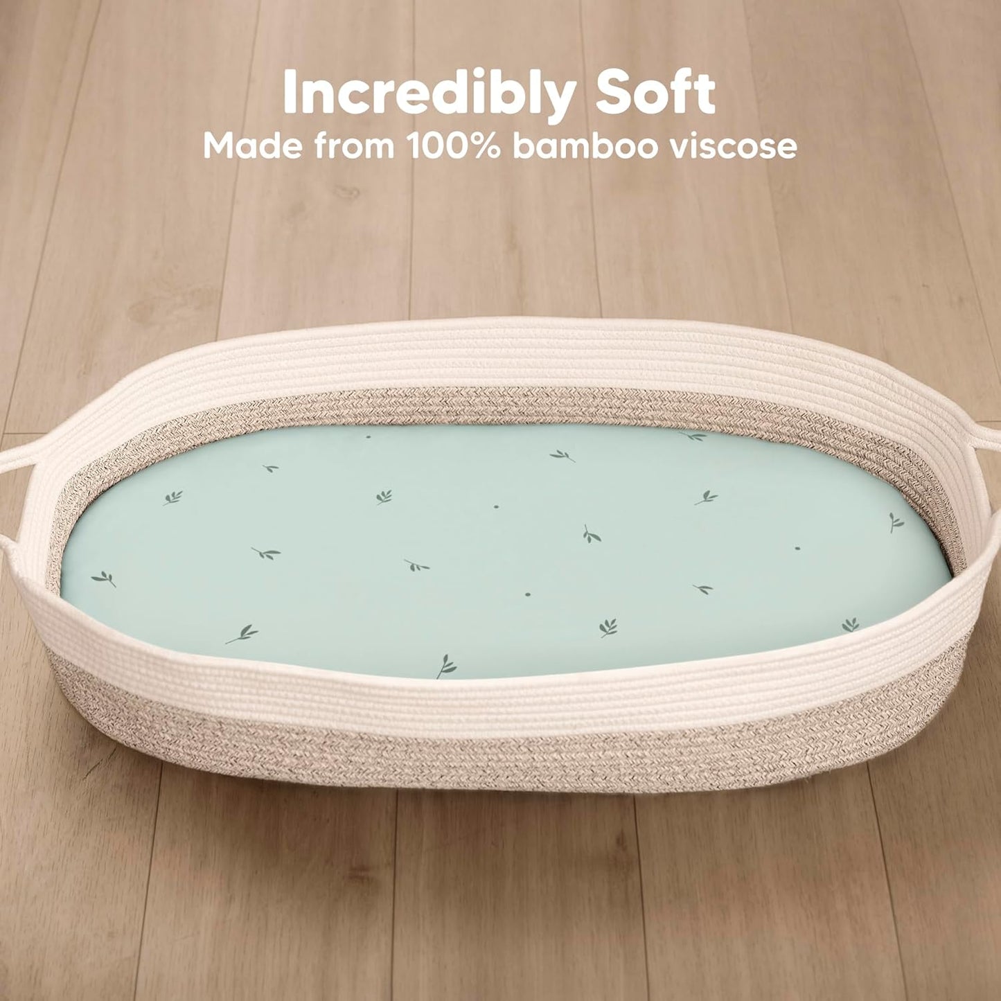 2-Pack Baby Bassinet Sheets Girl, Boy - 33x17 Viscose Derived from Bamboo Bedside Mattress Fitted Bassinet Sheets, Compatible with Halo Bassinest Swivel Sleeper, Baby Delight, Graco (Bunnies)