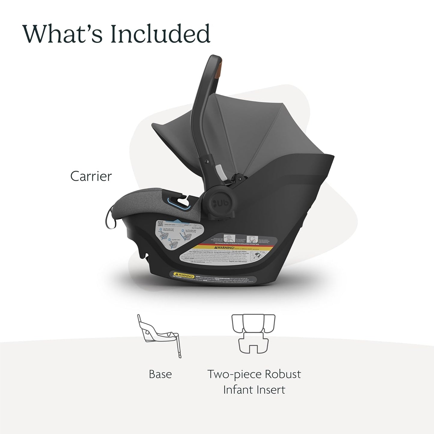 UPPAbaby Aria Lightweight Infant Car Seat/Just Under 6 lbs for Easy Portability/Base with Load Leg + Infant Insert Included/Direct Stroller Attachment/Greyson (Charcoal Mélange/Saddle Leather)