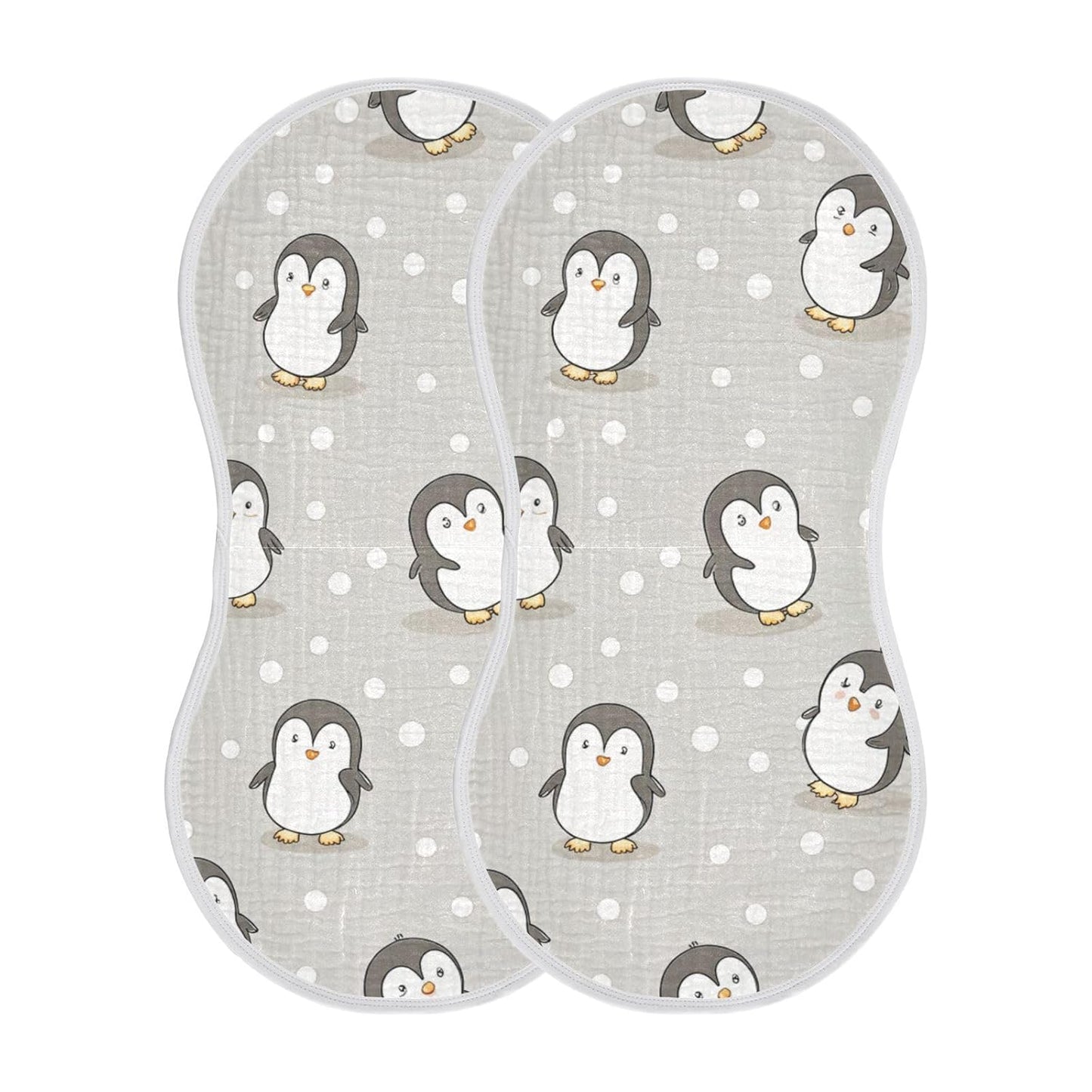Kigai Cute Cartoon Penguin Muslin Baby Burp Cloths, Large Absorbent Cotton Muslin Burp Cloths Set of 1, Washcloths, Face Towel, Bibs for Newborn Boys Girls, 11 x22 Inch