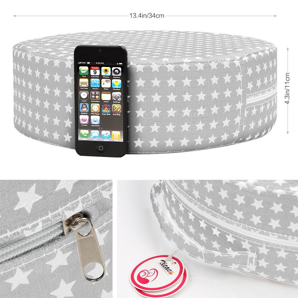 Zicac Kids' Anti-Slip Chair Booster Seat-High Chair Pad Heightening Dismountable Round Cushion (Gray)