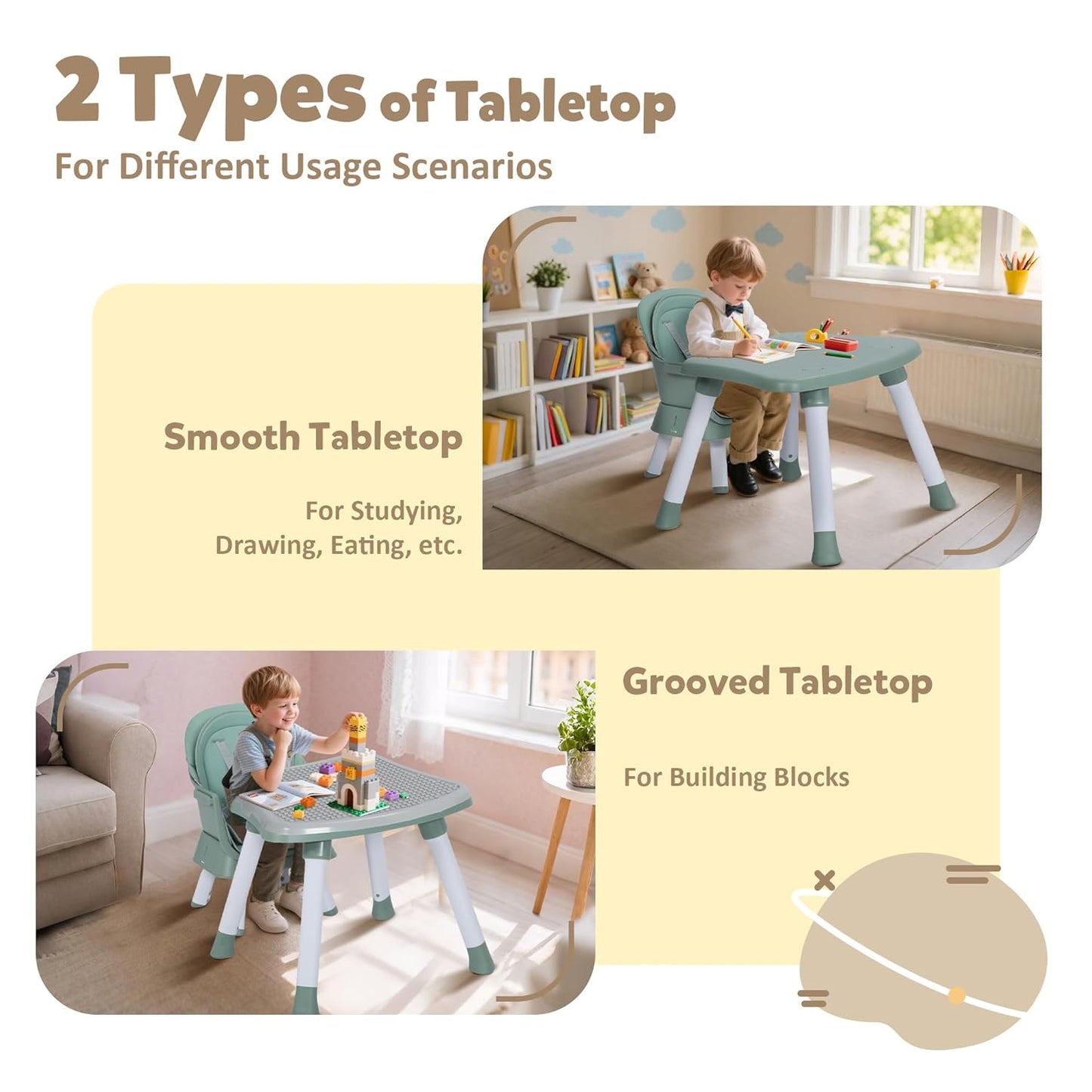 Baby High Chair, 8 in 1 Convertible Highchairs for Babies and Toddlers, Children Dining Booster Seat/Kids Building Block Table for Girls Boys, Baby Seat with Removable Tray, Green