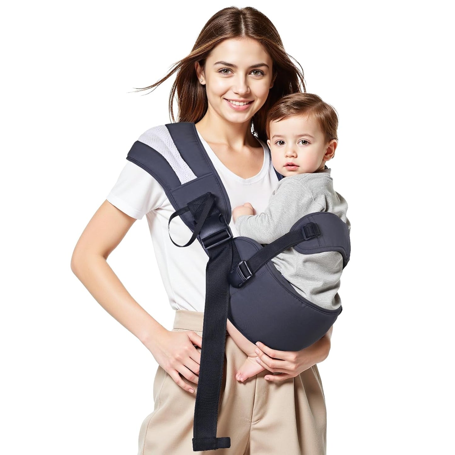 Toddler Carrier Sling for Newborn to Toddler, Ring Sling Baby Carrier 15–55 lbs with Breathable & Anti-Slip Seat Cushion for Comfort, Lightweight Travel-Friendly (Dark Gray)
