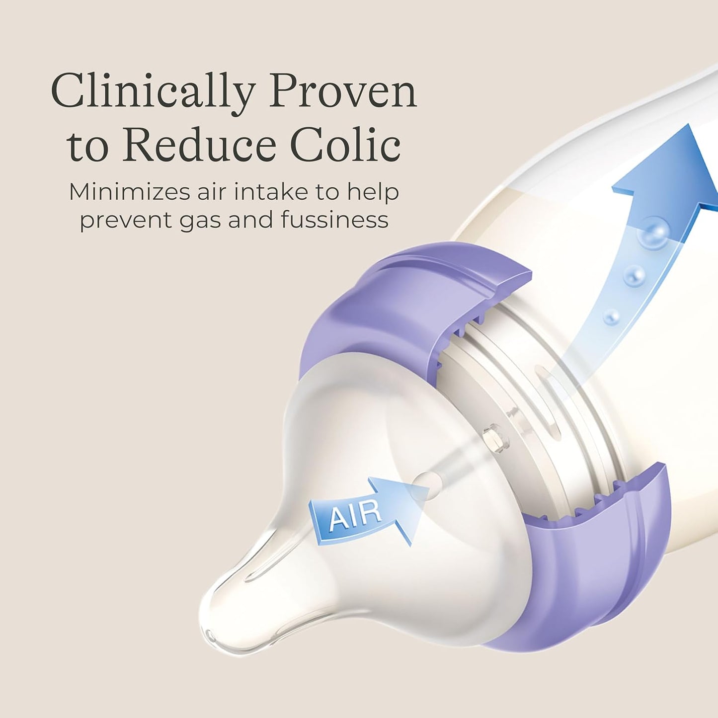 Lansinoh Anti-Colic Baby Bottles for Breastfeeding Babies, 2 Ounces, 2 Count, with 2 Extra Slow Newborn Flow Nipples, Size XS