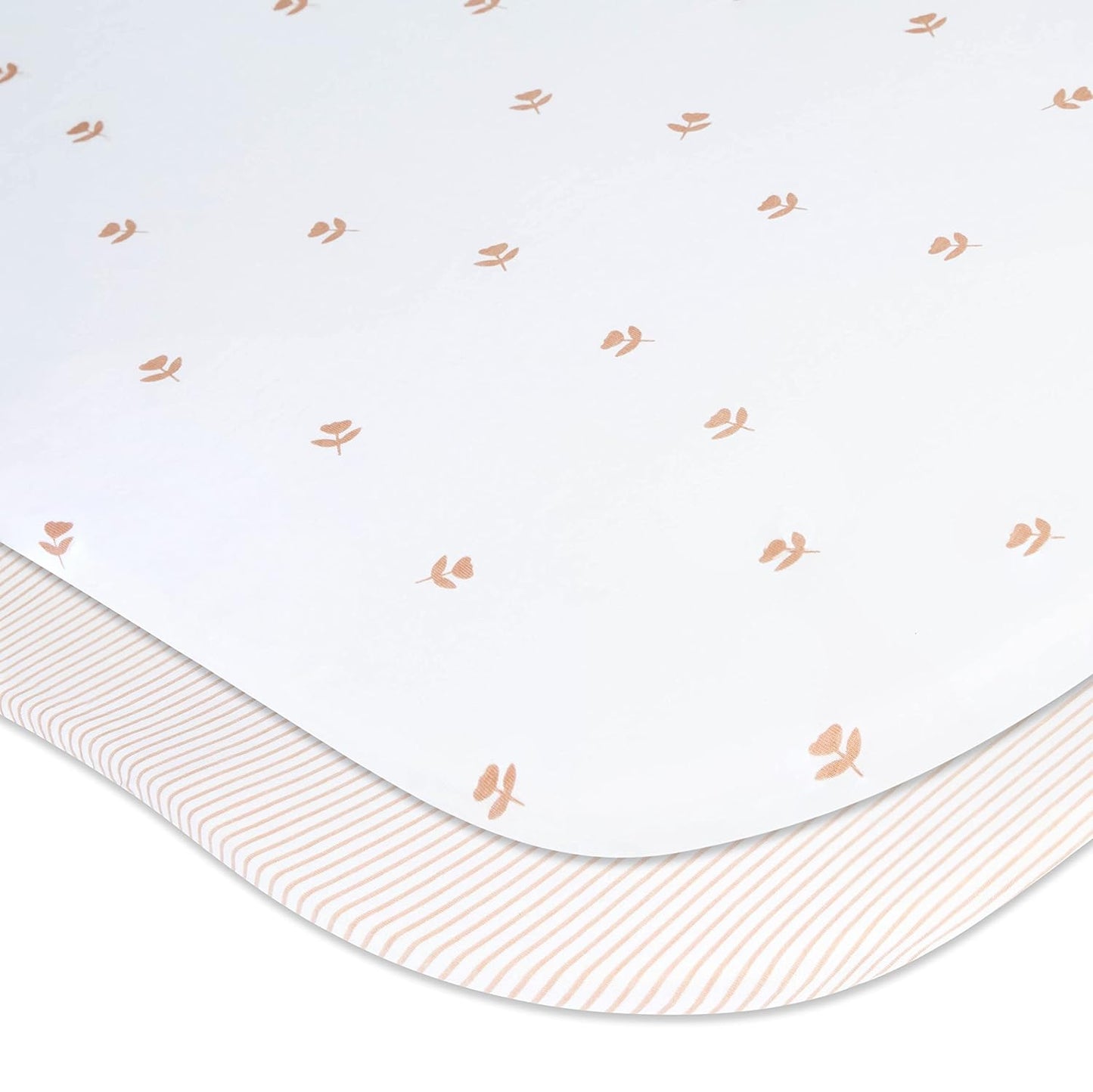 Ely’s & Co. Bassinet Sheets, Baby Girl Fitted Bassinet Mattress Sheet Set - 2 Pack, 100% Jersey Knit Cotton, fits Oval, Hourglass and Rectangle Bassinet Mattress, Pink Tulip, 32”x16”x3”