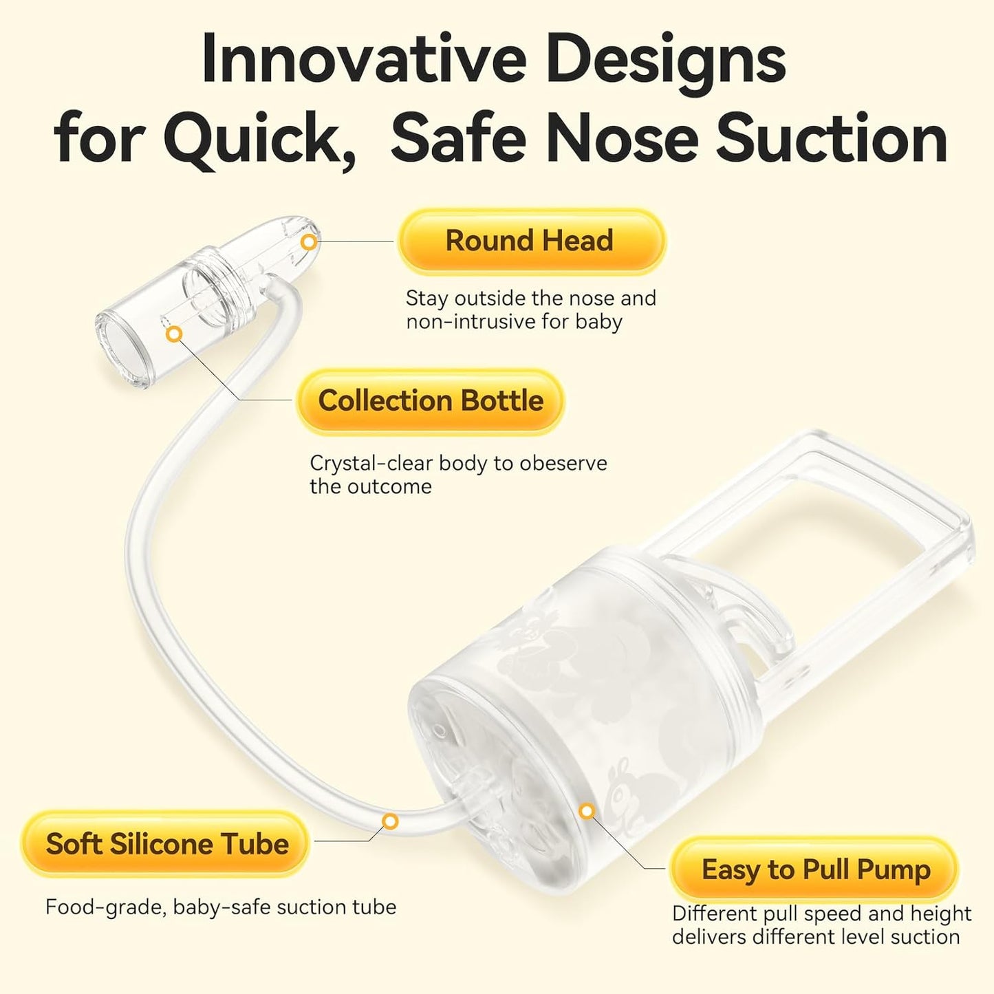 Nasal Aspirator for Baby and Toddler Nose Clearing with Hand Pump and Non-Invasive Tip for Quick, Quiet Suction, Co-Branded with CHIBOJI