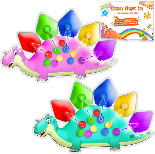 UIIOPJIOM 2PC Dinosaur Color Sorting Sensory Toys, Montessori Toys for Toddler Fine Motor Skill Game Learning Activities Quiet Calm Down Fidgets for Classroom Christmas Stocking Stuffers for Boy Girl