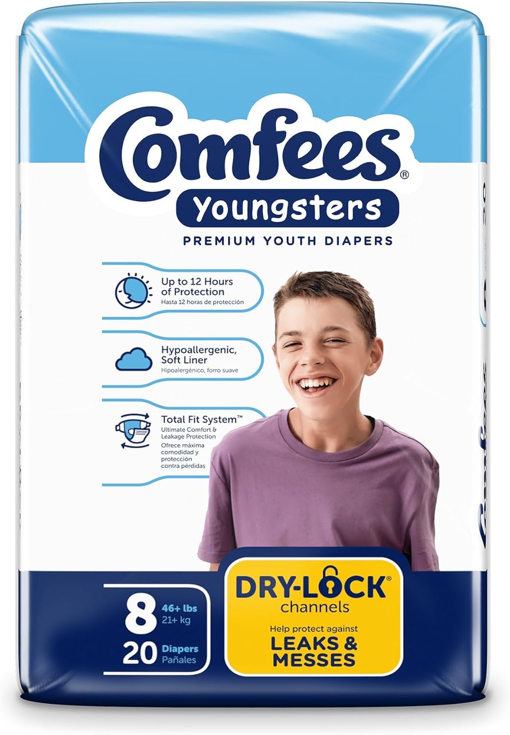 Comfees Youngsters Youth Incontinence Brief 8 Heavy Absorbency Contoured, CMF-8, 20 Ct